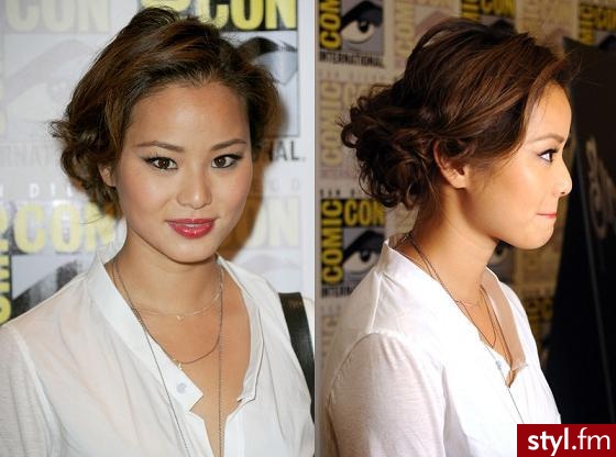 Jamie Chung - Brązowe Upięcie Proste Na co dzień Długie Fryzury