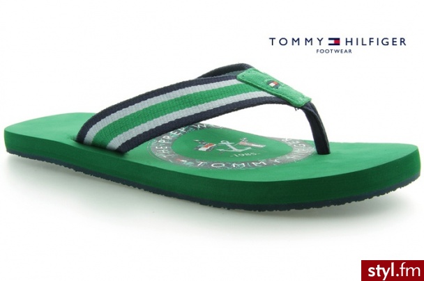 Tommy Hilfiger JAPONKI TREVIS 7 ENGLISH GREEN - Klapki Buty Moda