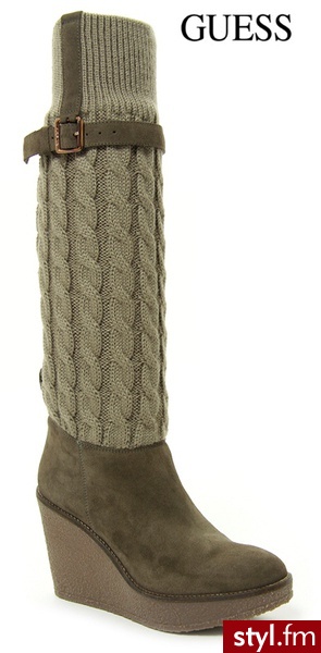Guess MACBE WOOL TAUPE - Kozaki Buty Moda