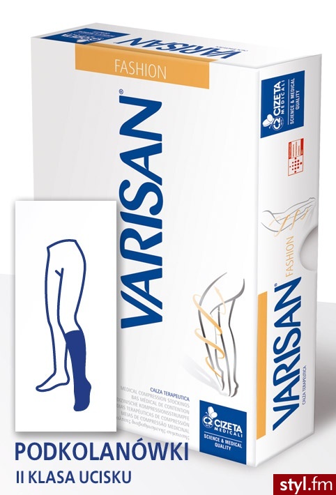 Varisan Top Fashion 2 klasa ucisku 32mmHg Podkolanówki krótkie,zakryte palce,beżowe r.2 - Rajstopy Bielizna Moda