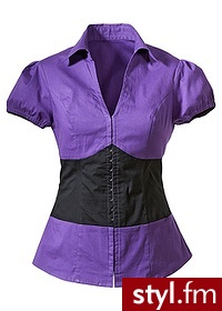 Bonprix Bluzka fioletowo-czarny 926144_12622 - Bluzki Ciuchy Moda