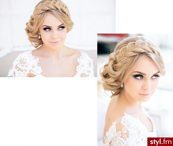 Blond Warkocze Kręcone Ślubne Długie Fryzury