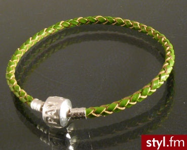 Bransoletka Modułowa 20cm rzemień zielony - Łańcuszki Biżuteria Moda