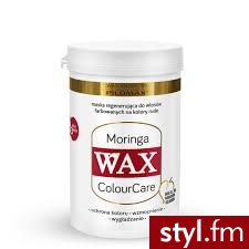 WAX Moringa ColourCare maska regenerująca do włosów farbowanych na kolory rude. Przeznaczona do regeneracji włosów poddawanych koloryzacji. Chroni kolor włosów farbowanych na odcienie: miedziane, czerwone i kasztanowe. Odbudowuje uszkodzone włosy. - Kosmetyki