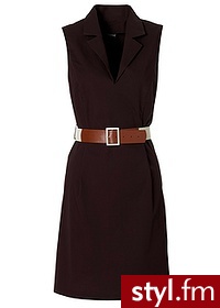 Bonprix Sukienka z paskiem ciemnobrązowy 975121_23944 - Paski Dodatki Moda