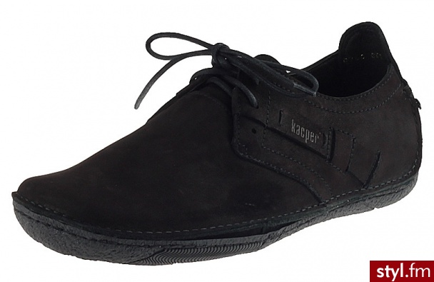 Kacper Półbuty 1-0750 Czarne (Nubuk) - Półbuty Buty Moda