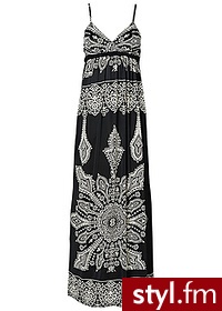 Bonprix Długa sukienka czarny z nadrukiem 930539_19167 - Pozostałe Sukienki Moda