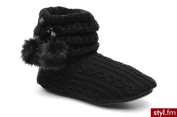 Isotoner Kapcie Bottillon Tricot Czarny - Pozostałe Buty Moda