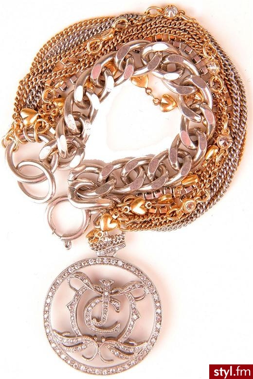 Złoto-srebrna brosnoletka z medalionem z logiem Juicy Couture - 150$ - Pozostałe Dodatki Moda