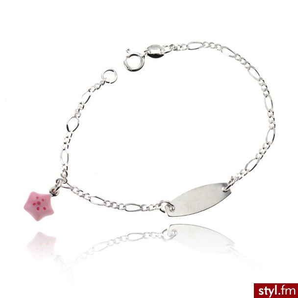 Dandelio Srebrna Bransoletka Różowa Gwiazdka NCL-BRA-0039 - Bransoletki Biżuteria Moda