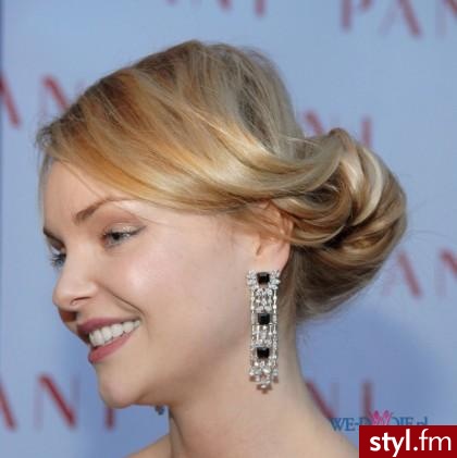 Blond Upięcie Proste z grzywką Wieczorowe Średnie Fryzury
