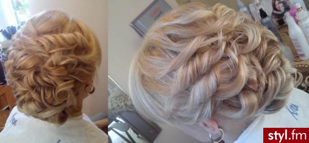 Blond Upięcie Kręcone Wieczorowe Średnie Fryzury