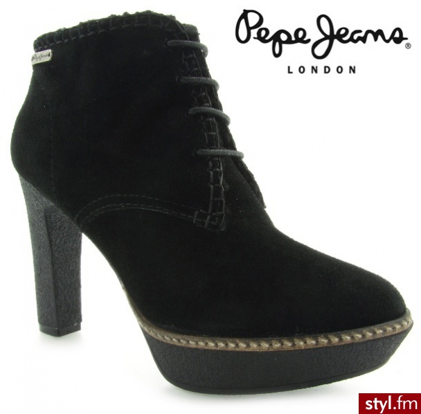 Pepe Jeans BOTKI PRESTON BLACK SUEDE - Botki Buty Moda