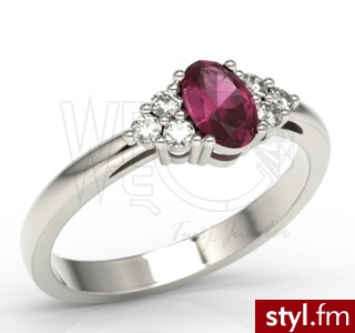 WĘC Pierścionek zaręczynowy z rubinem i brylantami LP-88B 0,12ct H/Si - Pierścionki Biżuteria Moda
