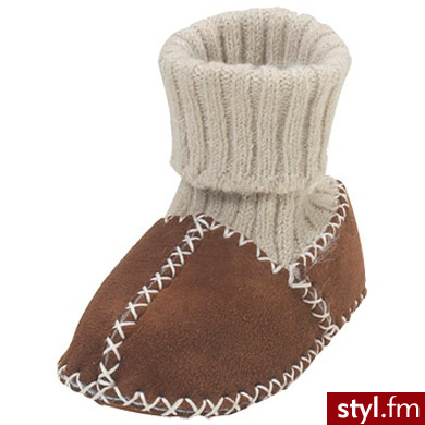 Playshoes Kapcie z wełny owczej ze skarpetką kolor jasnobrązowy - Pozostałe Buty Moda