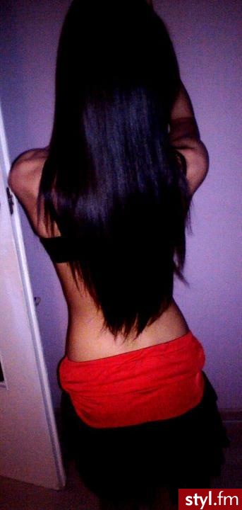 Długie - Czarne Rozpuszczone Proste z grzywką Na co dzień Długie Fryzury
