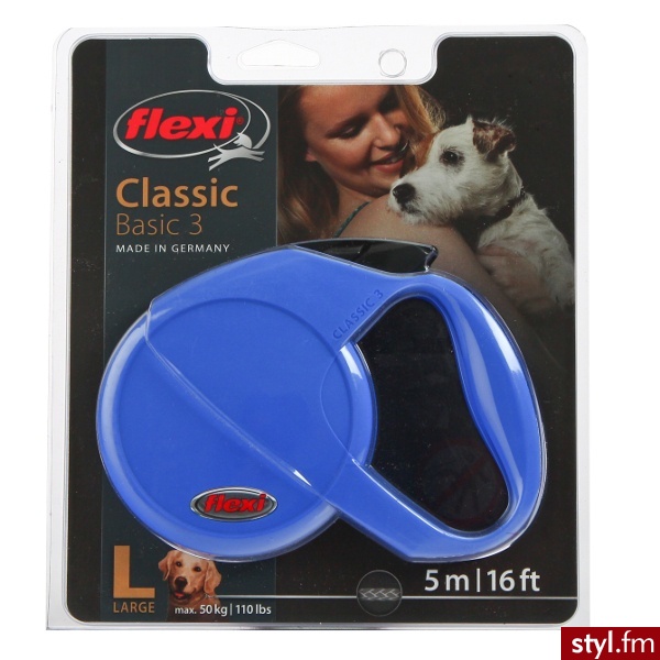 FLEXI 5m do 50kg Classic L linka niebieska smycz automatyczna - Psy Zwierzaki