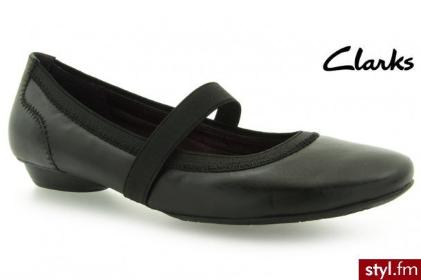 CLARKS Hallo Star Black Leather - Balerinki Buty Moda