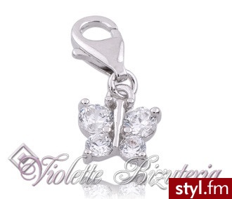 Violette Srebrna przywieszka diamentowy motyl 104 - Wisiorki Biżuteria Moda