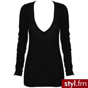 LNA Long Sleeve Deep V Tee in Black - Polyvore. Pobrano ze strony: http://www.polyvore.com/lna_long_sleeve_deep_tee/thing?id=2695760 - Pozostałe Ciuchy Moda