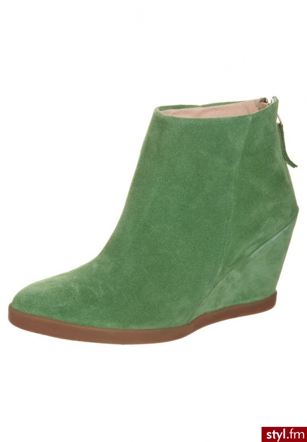 Pier One Botki na koturnie zielony - Botki Buty Moda
