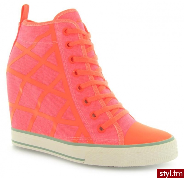 Donna Karan New York DONNA KAREN GROMMET WASHED CANVAS NEON PINK - Koturny Buty Moda