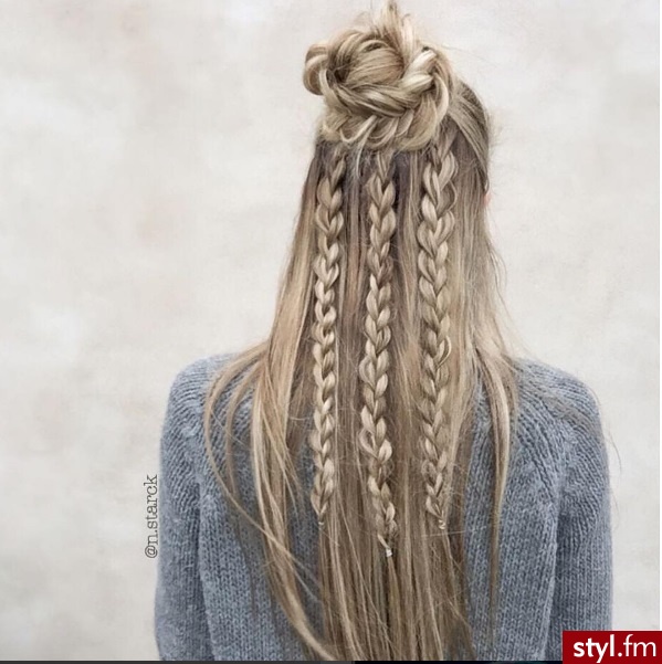 Blond Warkocze Proste Na co dzień Długie Fryzury