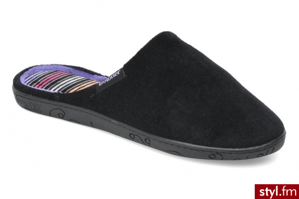 Isotoner Kapcie Mule Ergonomique en Velours Czarny - Pozostałe Buty Moda