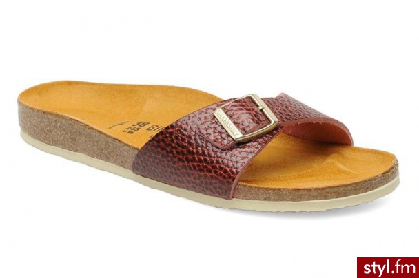 Birkenstock Sandały Madrid Cuir Naturel Antique W Bordowy - Klapki Buty Moda