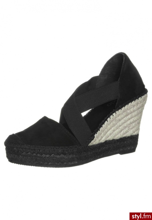 zalando Collection Sandały na koturnie czarny (13400) - Koturny Buty Moda