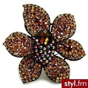 Yemena's Fine Brown Swarovski Crystal Flower Brooch - Polyvore. Pobrano ze strony: http://www.polyvore.com/cgi/thing?id=23239043 - Pozostałe Dodatki Moda
