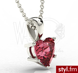WĘC Wisiorek złoty z topazem Blazing Red w kształcie serca LPW-74B - Wisiorki Biżuteria Moda