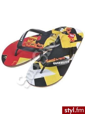 QUIKSILVER KLAPKI MOLOKAI X FIRE 2012 40 BLACK/RED/YELLOW- MĘSKIE - Klapki Buty Moda