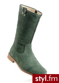 Bonprix Kozaki skórzane ciemnozielony 928053_25172 - Kozaki Buty Moda