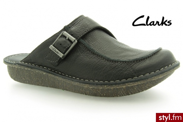 Clarks Funny Bee Black Leather - Klapki Buty Moda
