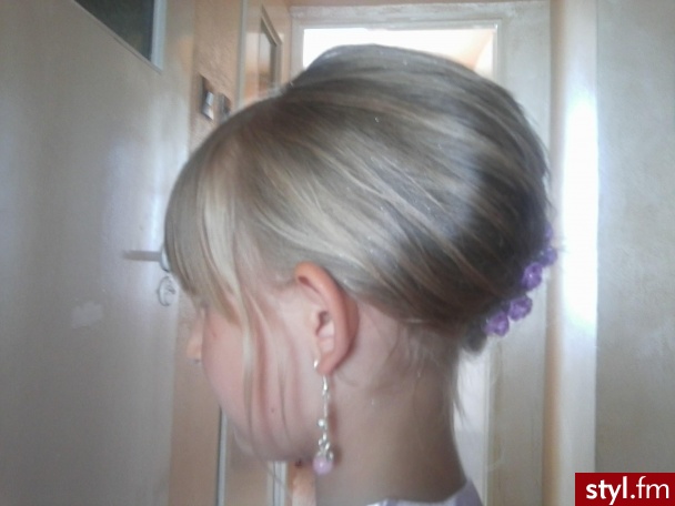 Blond Upięcie Proste z grzywką Wieczorowe Średnie Fryzury