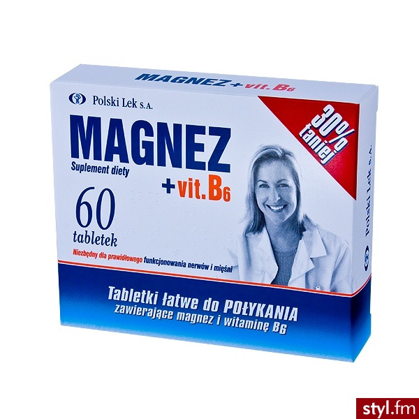 Polski Lek Magnez Z Vit.B6 X 60 Tabl (Polski Lek) - Bransoletki Biżuteria Moda