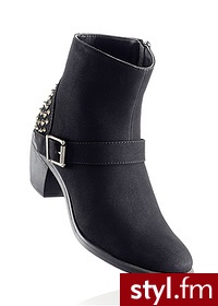 Bonprix Botki z ćwiekami czarny 911040_25195 - Botki Buty Moda