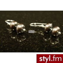 Pearl Line Kolczyki z grafitowej perły typu Button 2 z kulkami - Kolczyki Biżuteria Moda