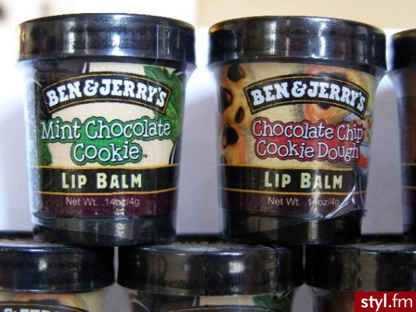 Balsamy do ust od znanej w Stanach firmy produkującej lody - Ben & Jerry. - Misz-masz