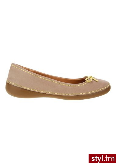 CLARKS Baleriny fashion icon z cytrynową kokardką beżowy - Balerinki Buty Moda