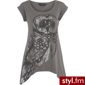 Grey embellished owl t-shirt - Dorothy Perkins - Polyvore. Pobrano ze strony: http://www.polyvore.com/grey_embellished_owl_shirt/thing?id=21909525 - Pozostałe Ciuchy Moda
