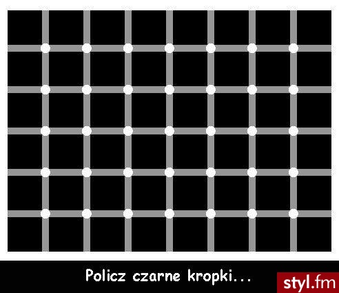 Złudzenia optyczne. Policz czarne kropki - Misz-masz