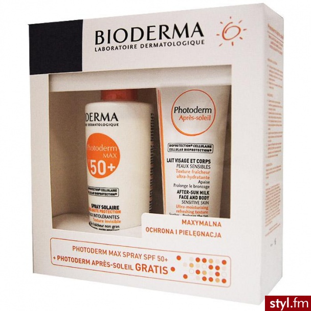 BIODERMA PHOTODERM MAX SPF 50+ spray 200 ml + Photoderm emulsja po opalaniu 100 ml - Emu Buty Moda