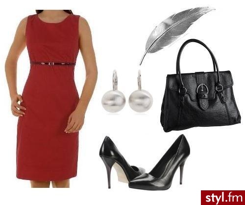 Sukienka Orsay, 79,90 zł; broszka W. Kruk, 89 zł; kolczyki W. Kruk, 129 zł; torba H&M, 99 zł; buty Bronx (www.butyk.pl), 279 zł - Pozostałe Ciuchy Moda
