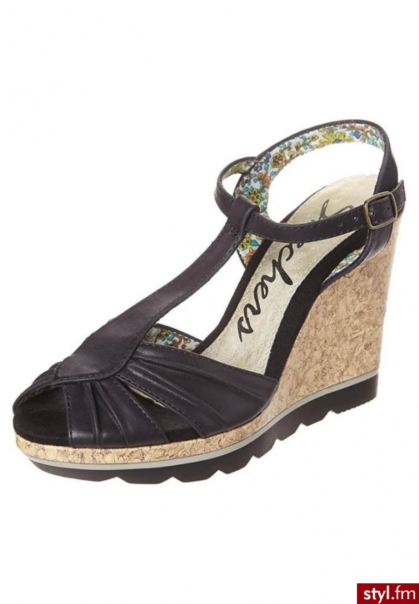 Skechers CUTTING EDGE Sandały na obcasie czarny - Sandały Buty Moda