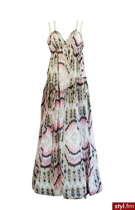 Bill Cost Sukienka 20-340125-0 (beżowo-różowo-ecru) - Pozostałe Sukienki Moda