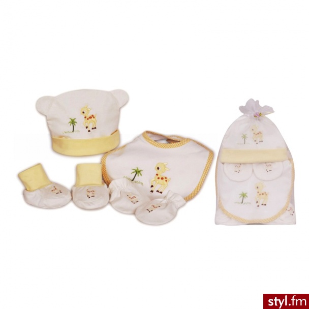 Baby.Bow zestaw upominkowy 4-częściowy Baby.Bow żółty 6044-2-Y - Nakrycia głowy Dodatki Moda