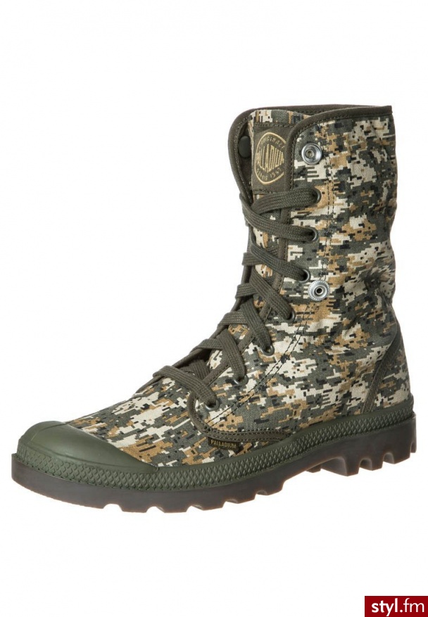 Palladium Baggy Botki Sznurowane Zielony - Botki Buty Moda