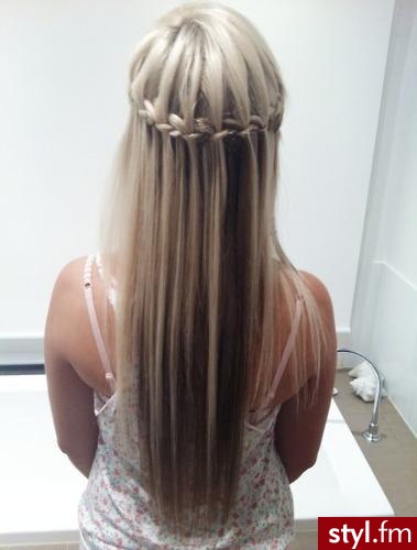 Blond Warkocze Proste Konkursowe, pokazowe Długie Fryzury